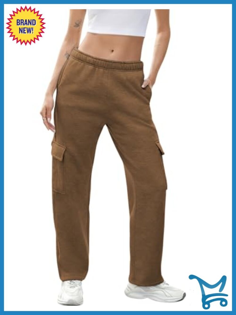 Fleece Cargo Sweatpants Baggy Wide Leg Jogger Pockets